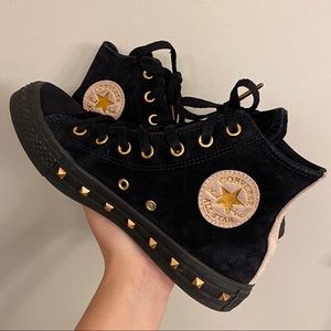Converse High Top Black Suede Studded